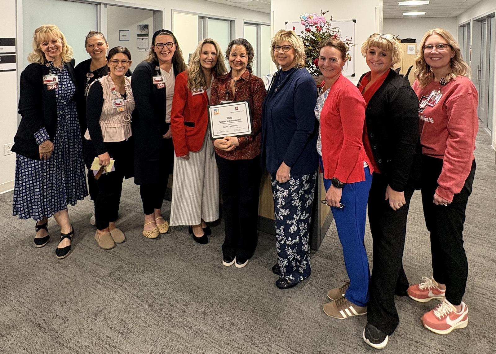 Laura Lashbrook with IU Health Bloomington nursing leaders.