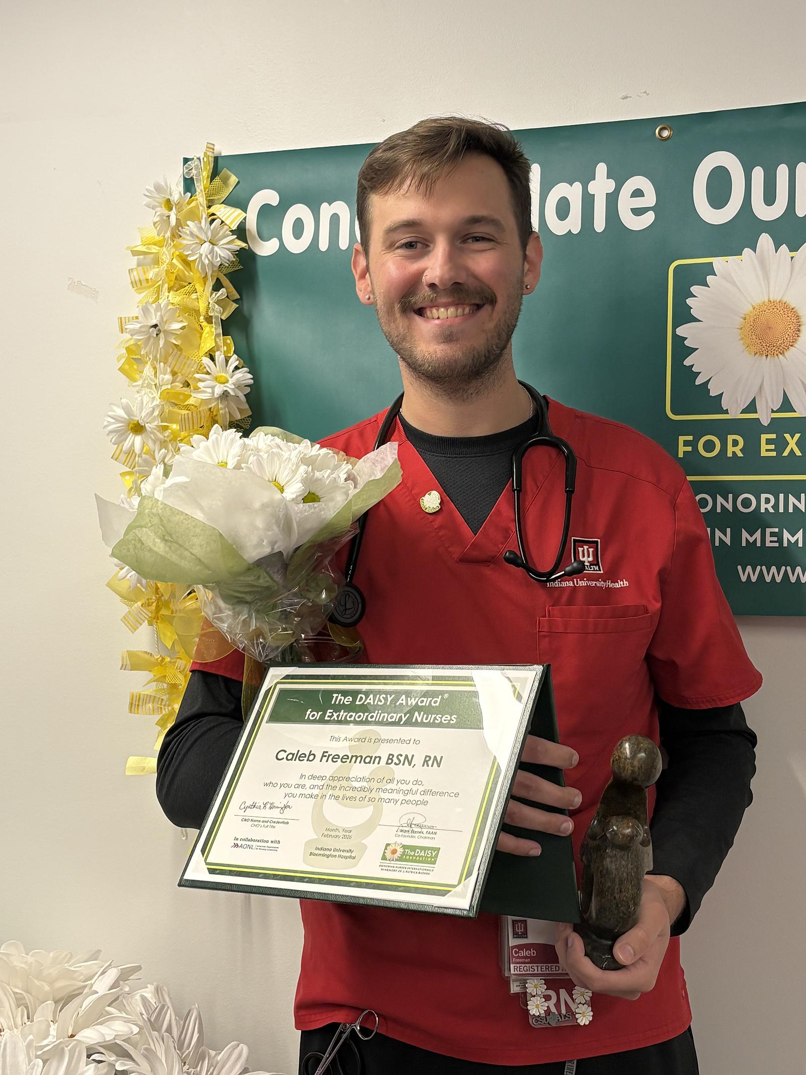 DAISY Award winner Caleb Freeman, RN, IU Health Bloomington 4E