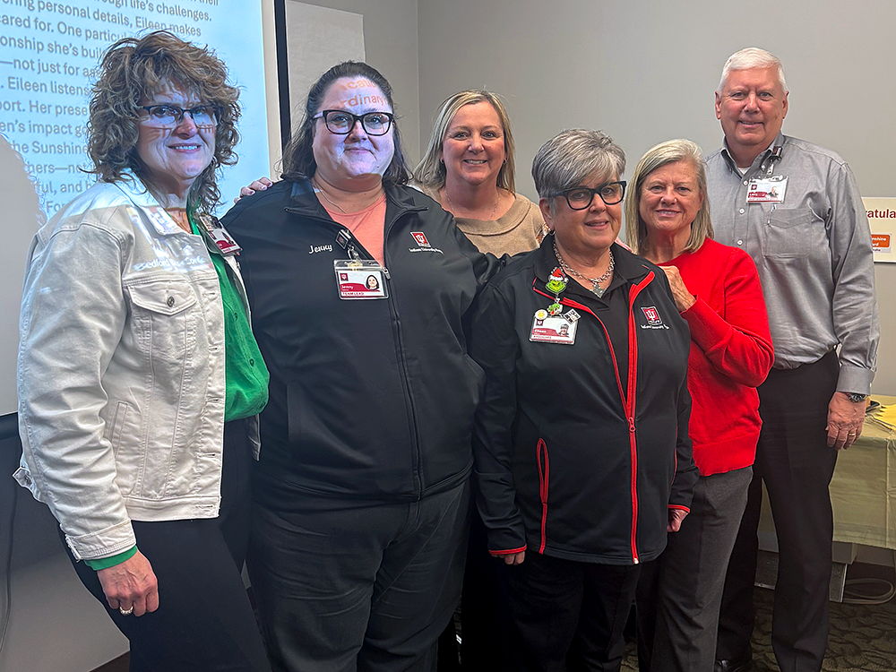 Eileen Gilbert with leaders at IU Health Bedford Hospital