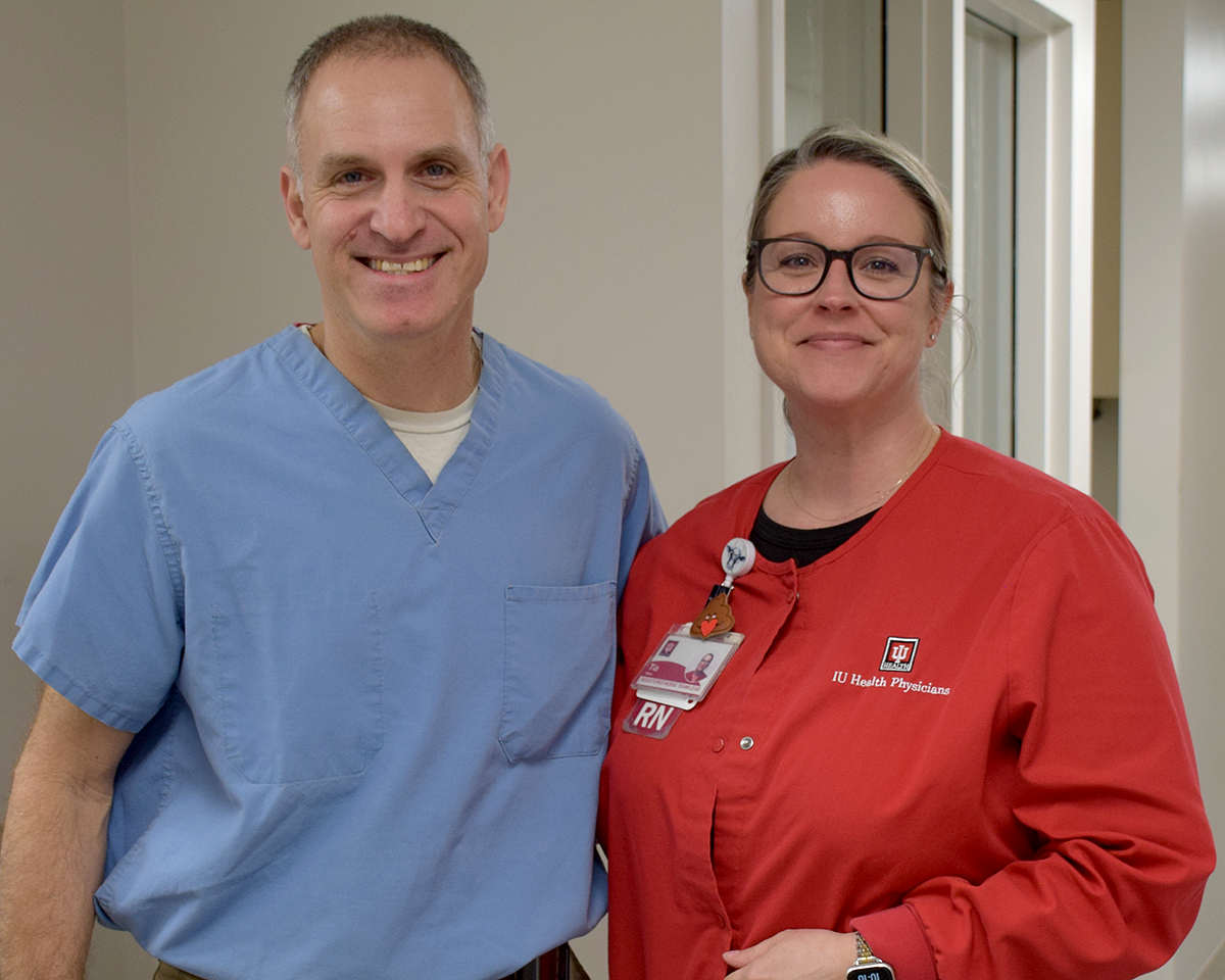IU Health Bloomington gastroenterologist Bret Spier, MD, pictured with Tia Hiles, RN