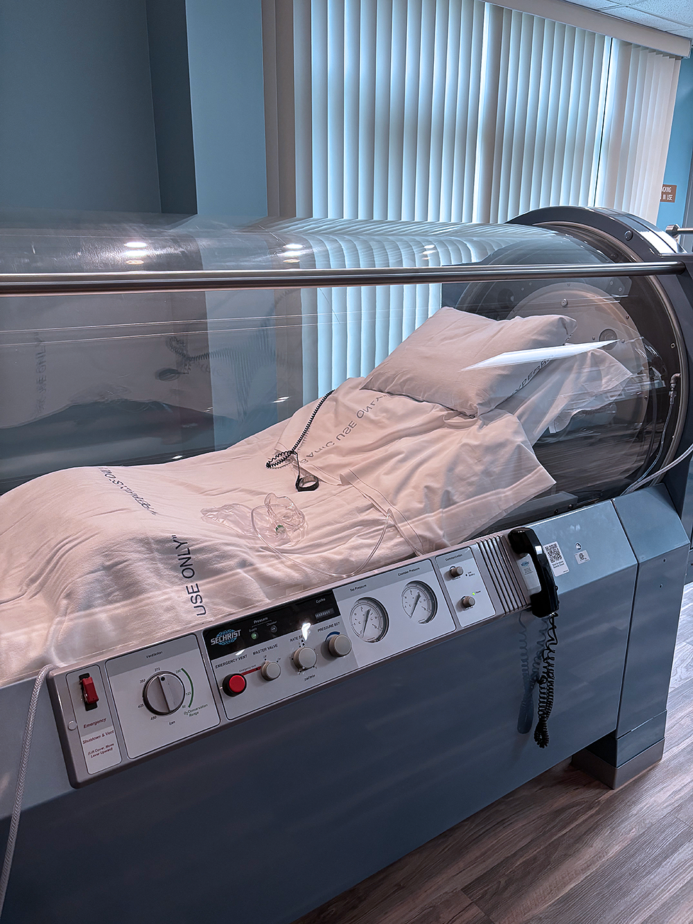 Bloomington IU Health Wound Center hyperbaric oxygen (HBO) therapy chamber